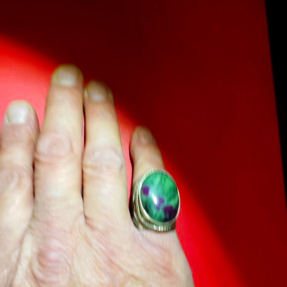 Vintage 925 Victorian style Green Turquoise Ring